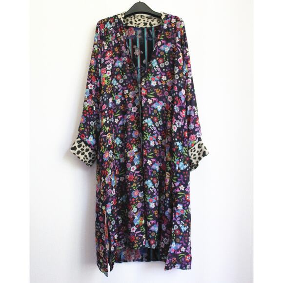 New Johnny Was Ontari Burnout Velvet Silk-Blend Kimono, Reversible, Size M - Picture 1 of 10